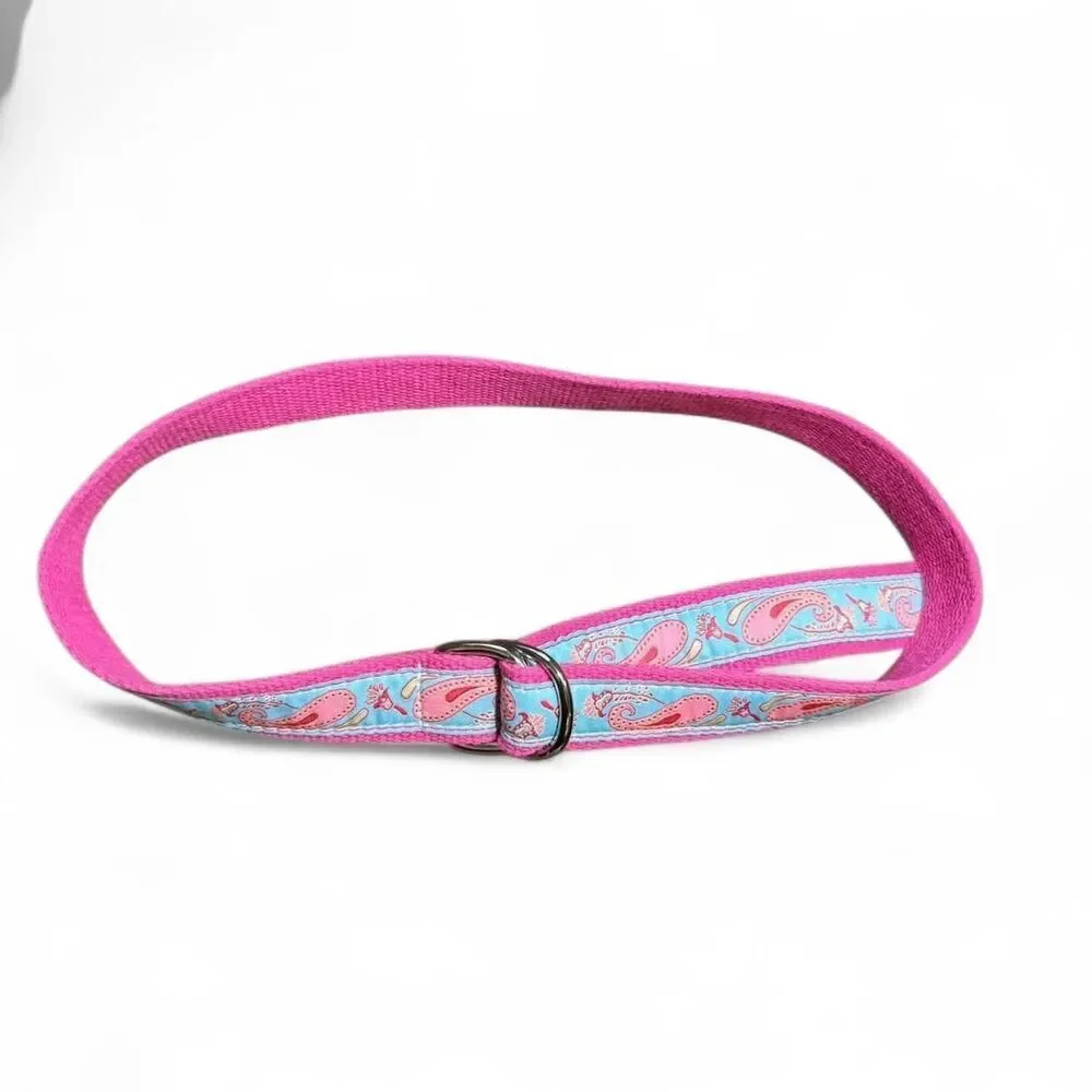 Eliza B Women's Pink and Blue Paisley Canvas Ribbon Belt Size Small